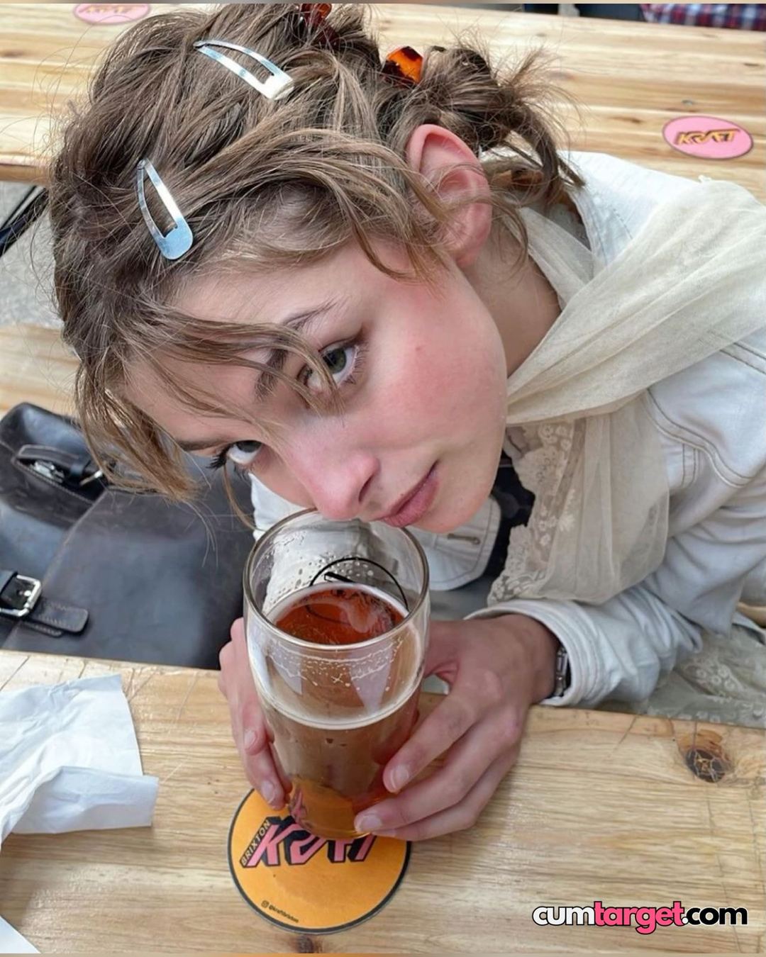 Wait for you Woman Holding Beer Glass