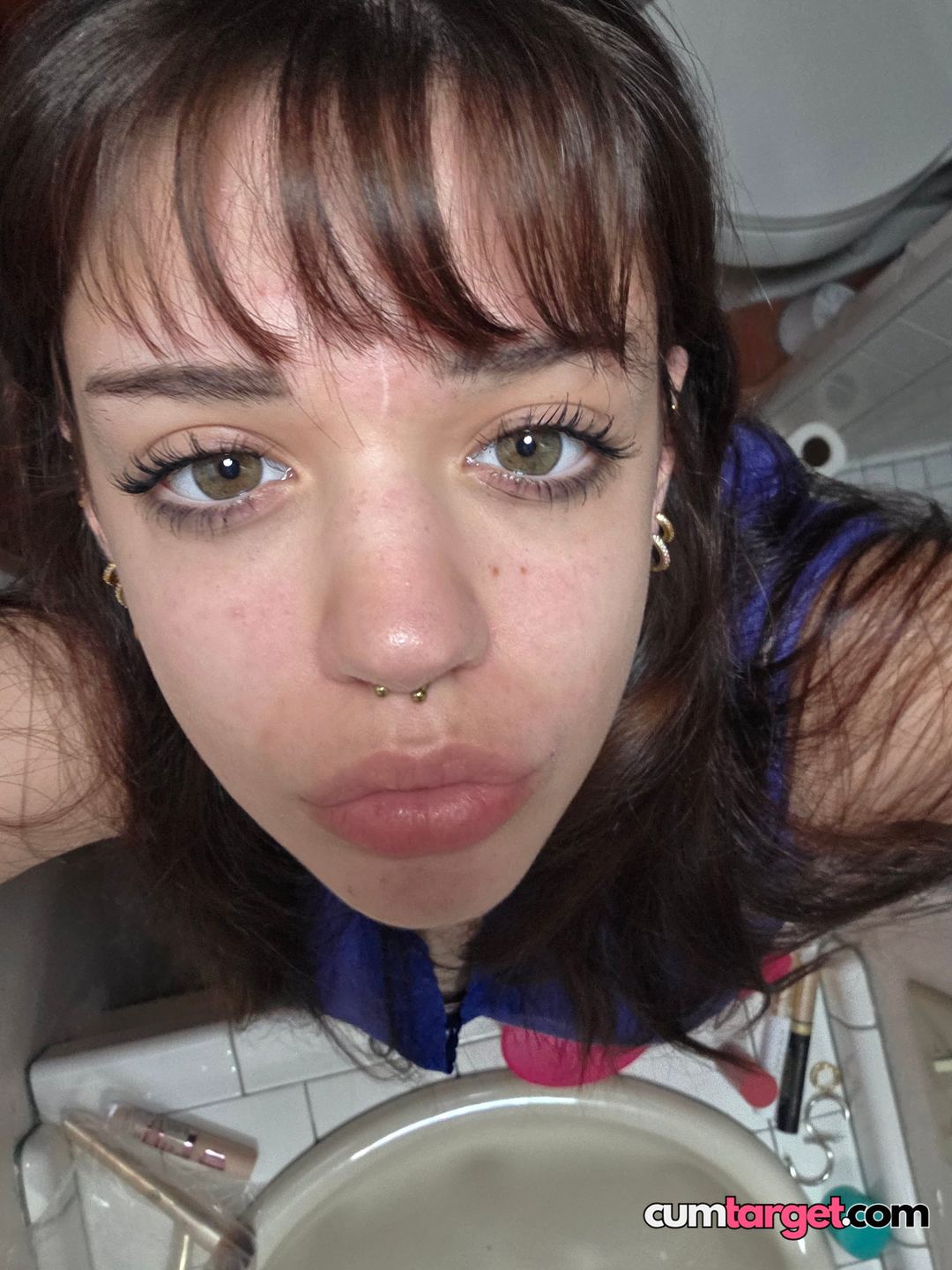 Cum On Close-up Selfie in Bathroom