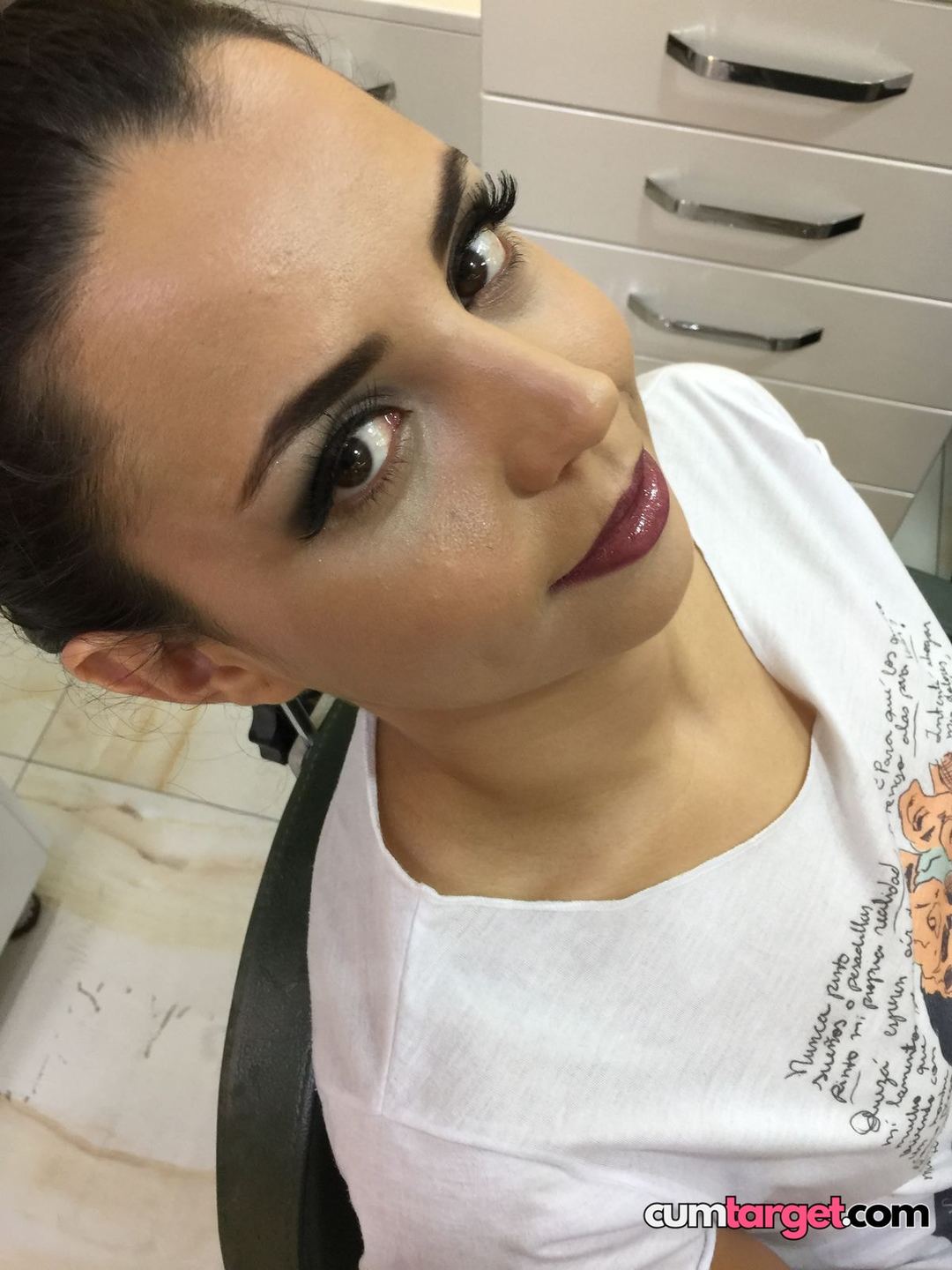 Cum On Woman with Makeup Close-Up