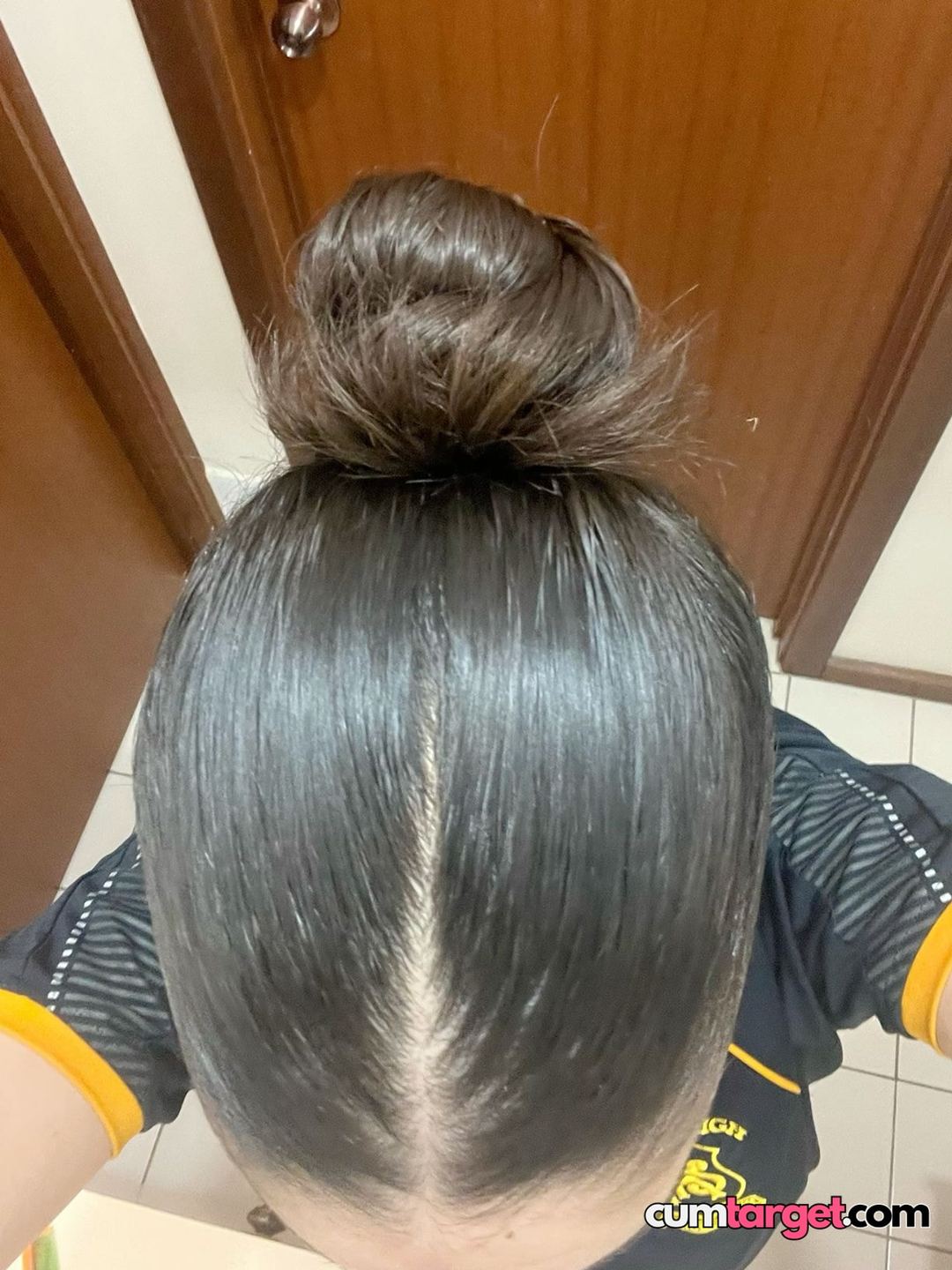 Wait for you Top View of Hair Bun