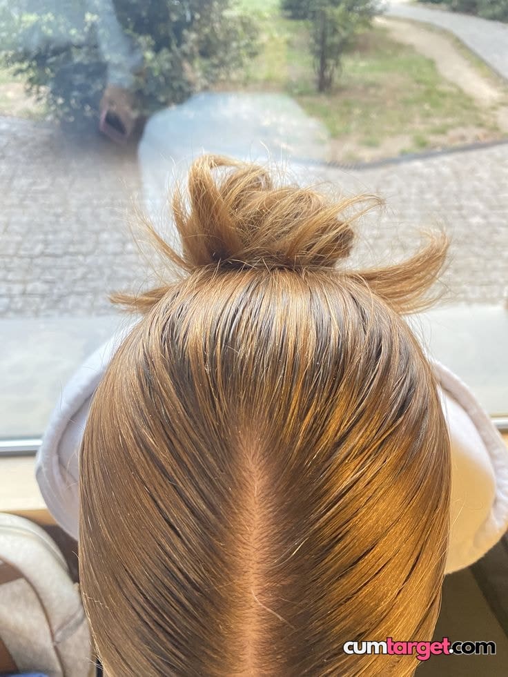 Cum On Top View of Hair Bun