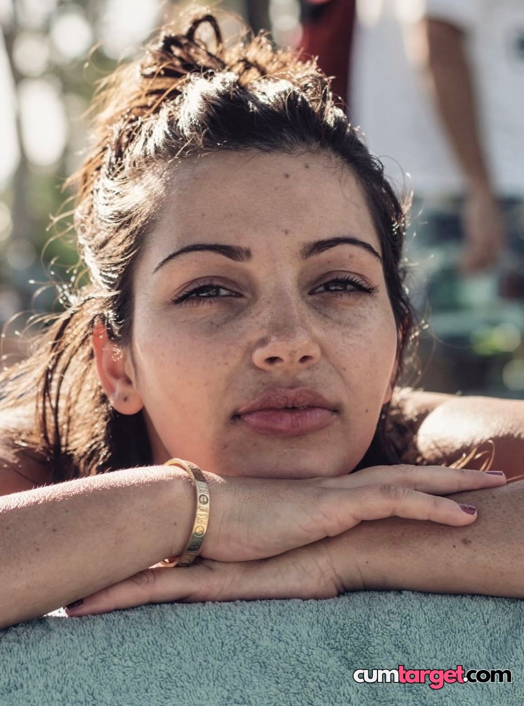 Cum On Relaxed Woman Resting Outdoors