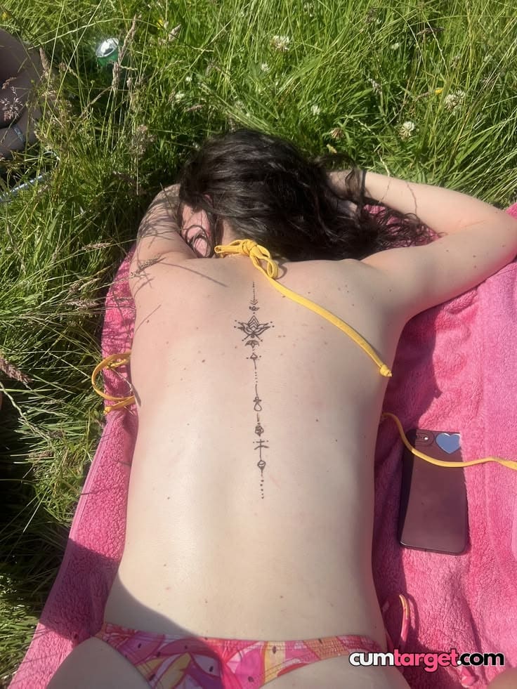 Cum Target Sunbathing on Grass