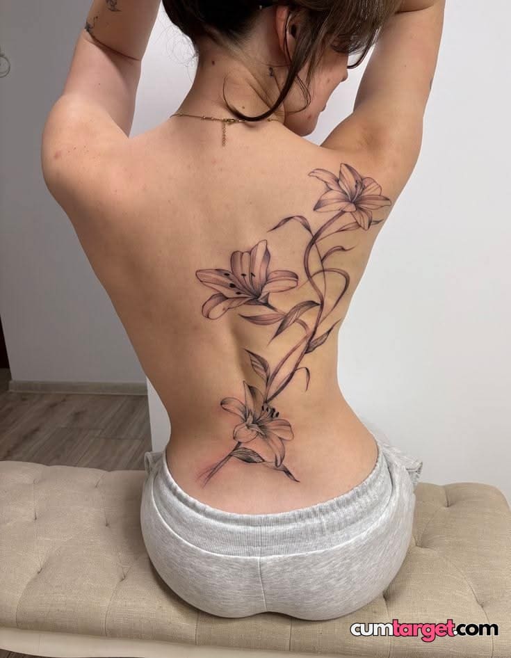 Spray on Floral Back Tattoo