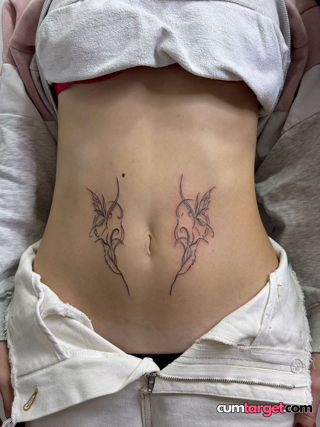 Cum On Delicate Butterfly Tattoos on Waist