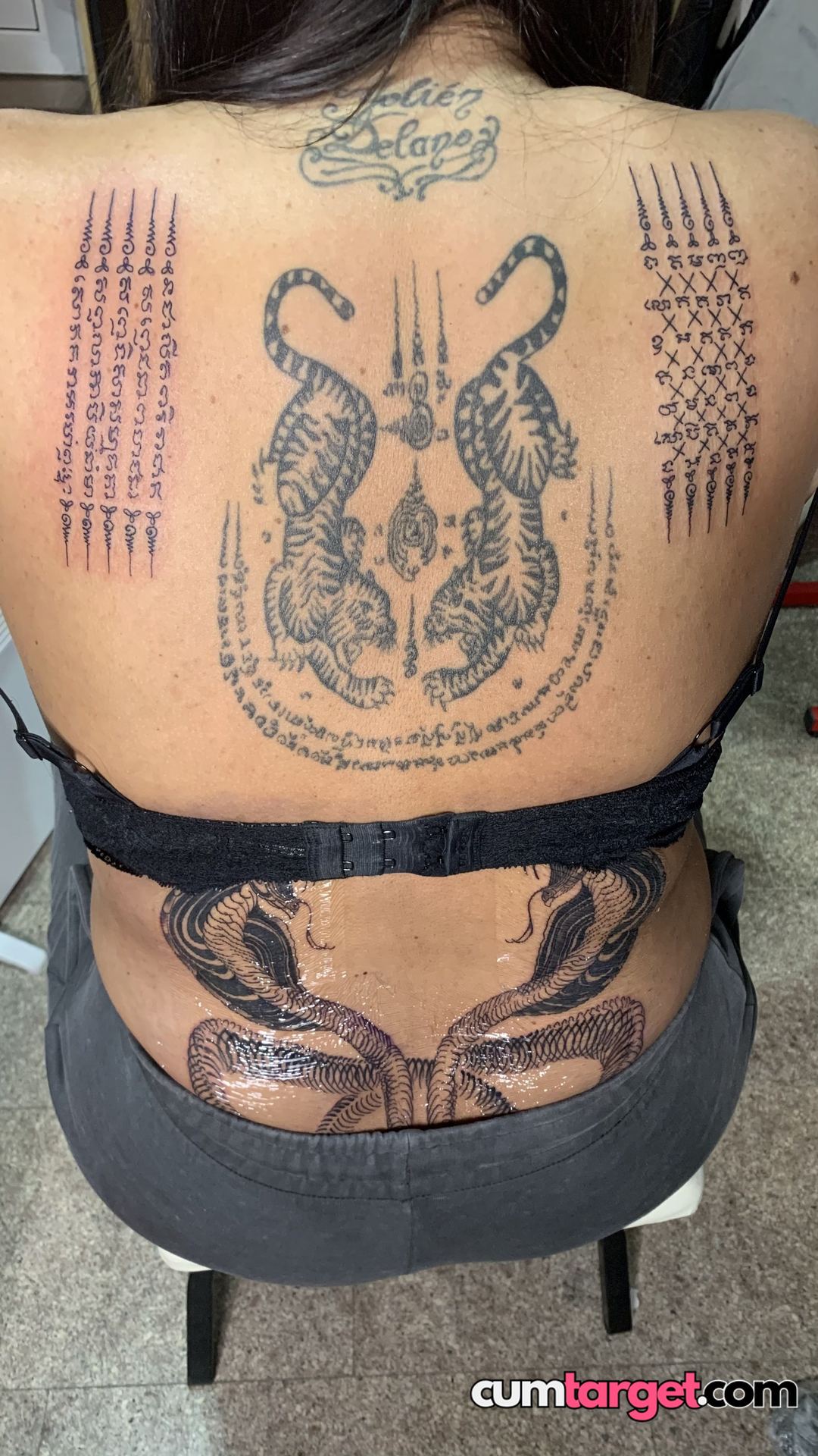 Cum On Intricate Back Tattoos