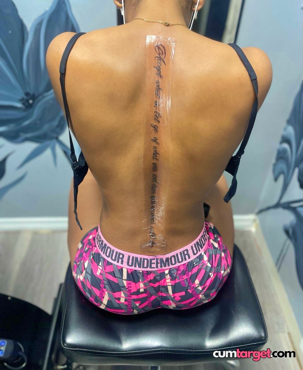 Waiting for Cum Fresh Back Tattoo Session