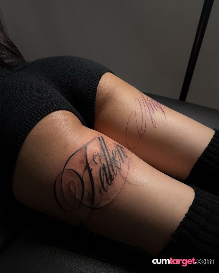 Spray on Tattooed Thighs in Black Socks
