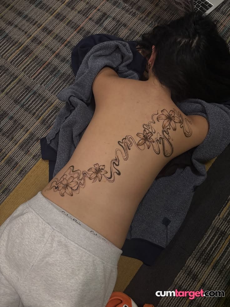 Wait for you Floral Back Tattoo