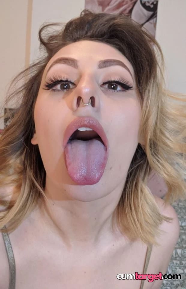 Waiting for Cum Woman Sticking Out Tongue