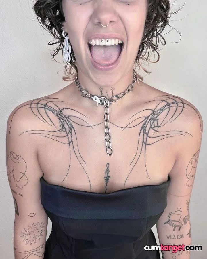 Wait for you Person Showing Tongue and Tattoos