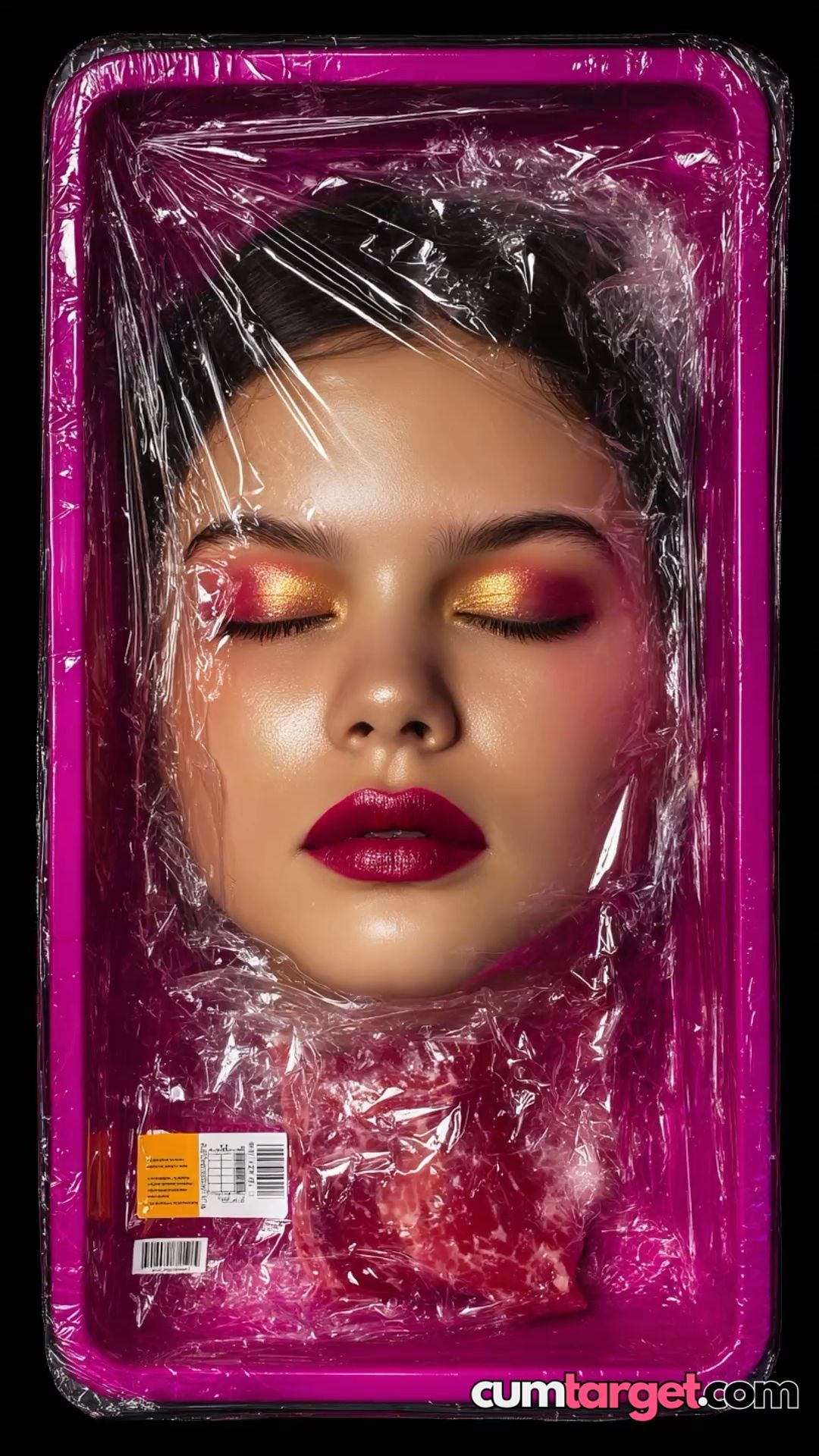 Spray on Face Wrapped in Plastic