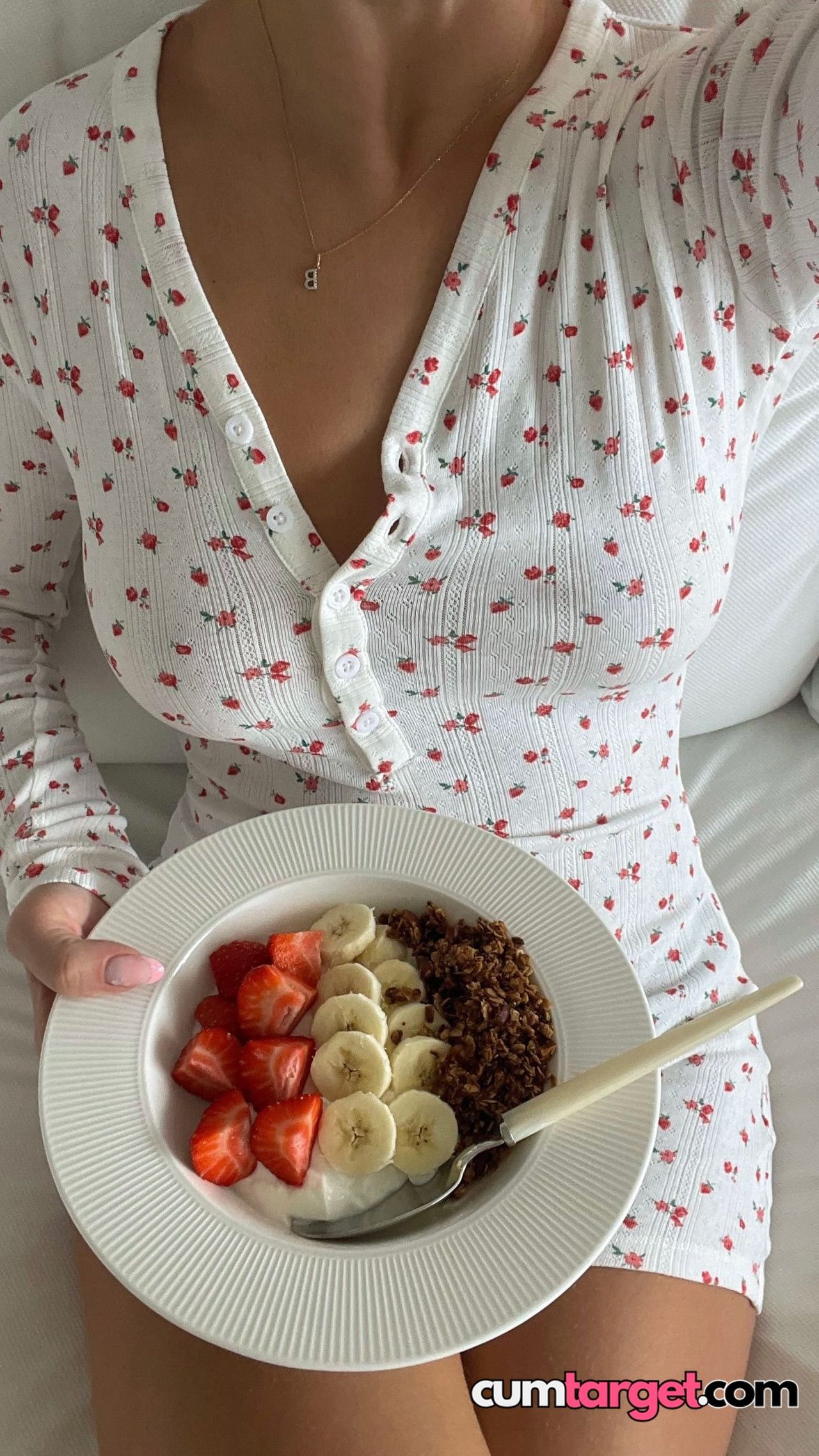 Wait for you Woman Eating Healthy Breakfast