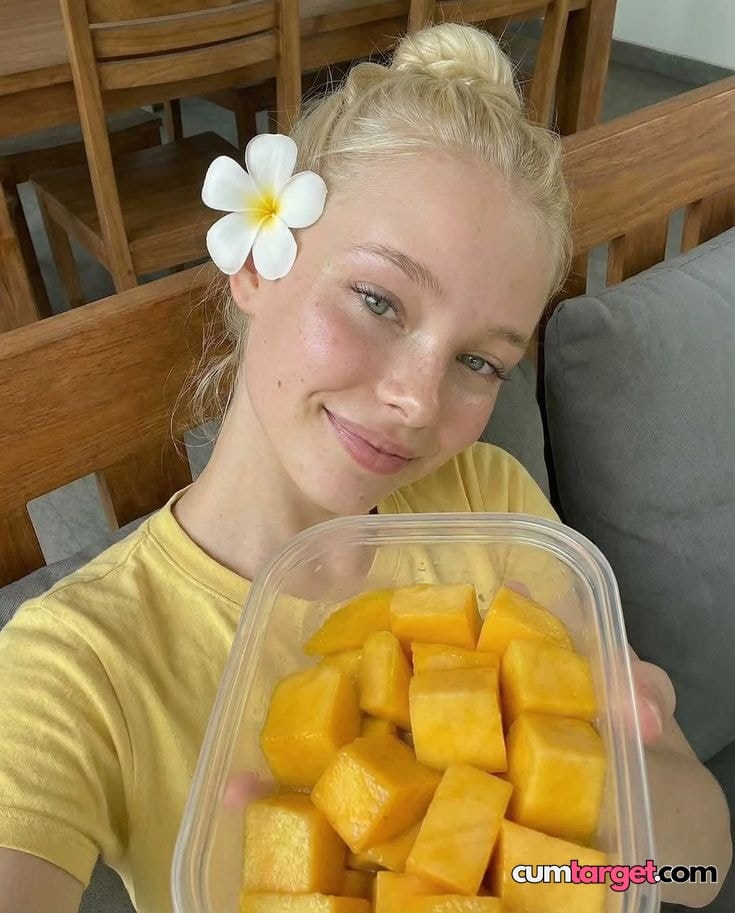 Waiting for Cum Smiling Woman with Fruit