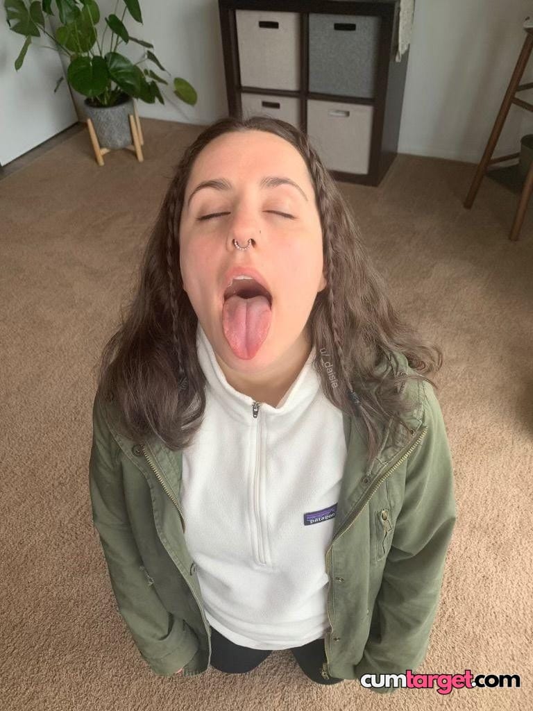 Cum On Woman Sticking Out Tongue