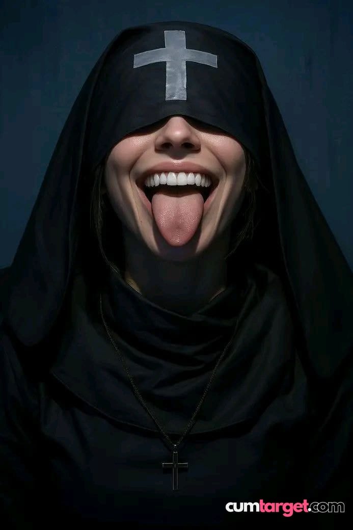 Cum Target Nun with Playful Expression