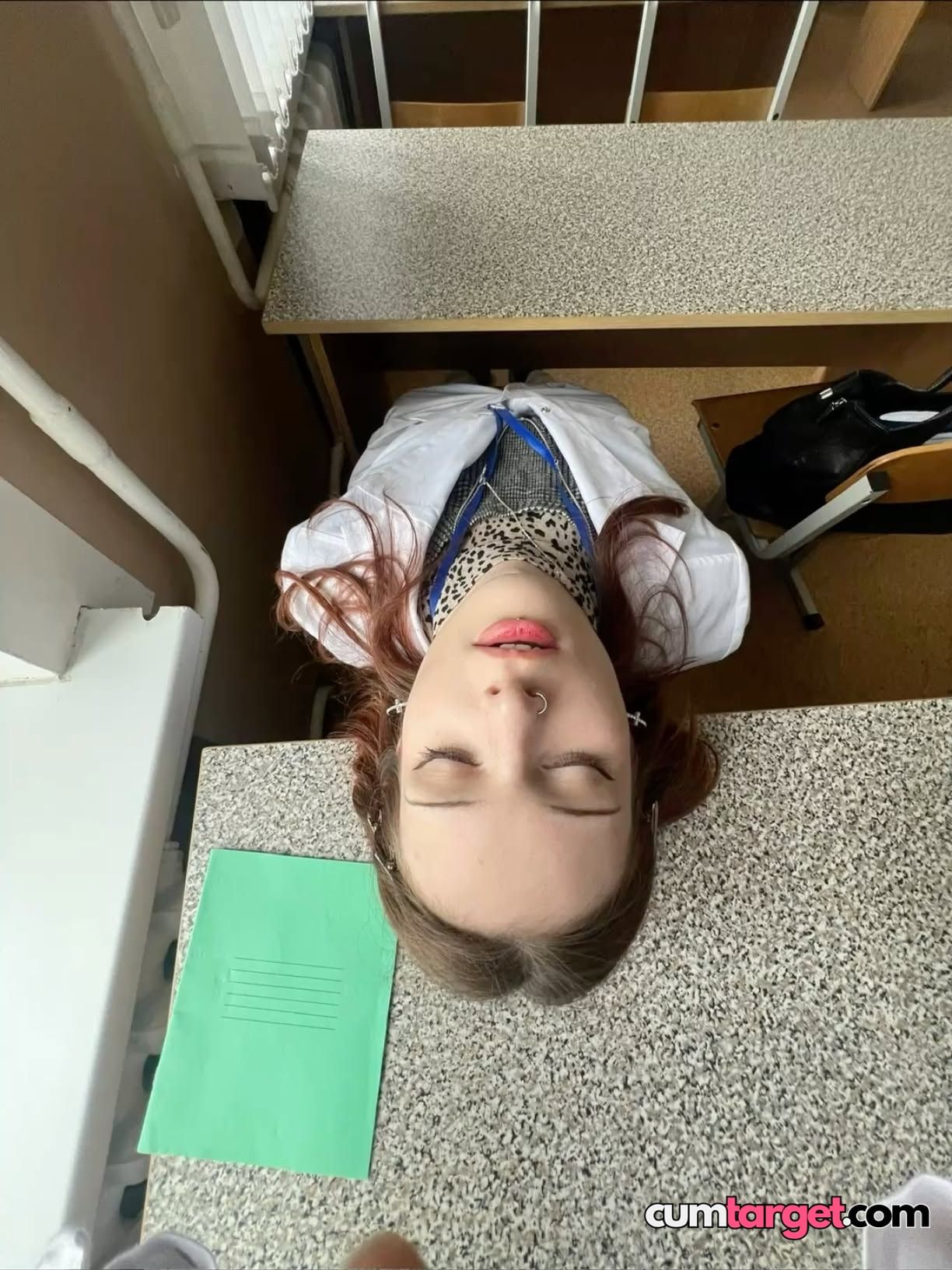 Cum On Woman Resting at Desk