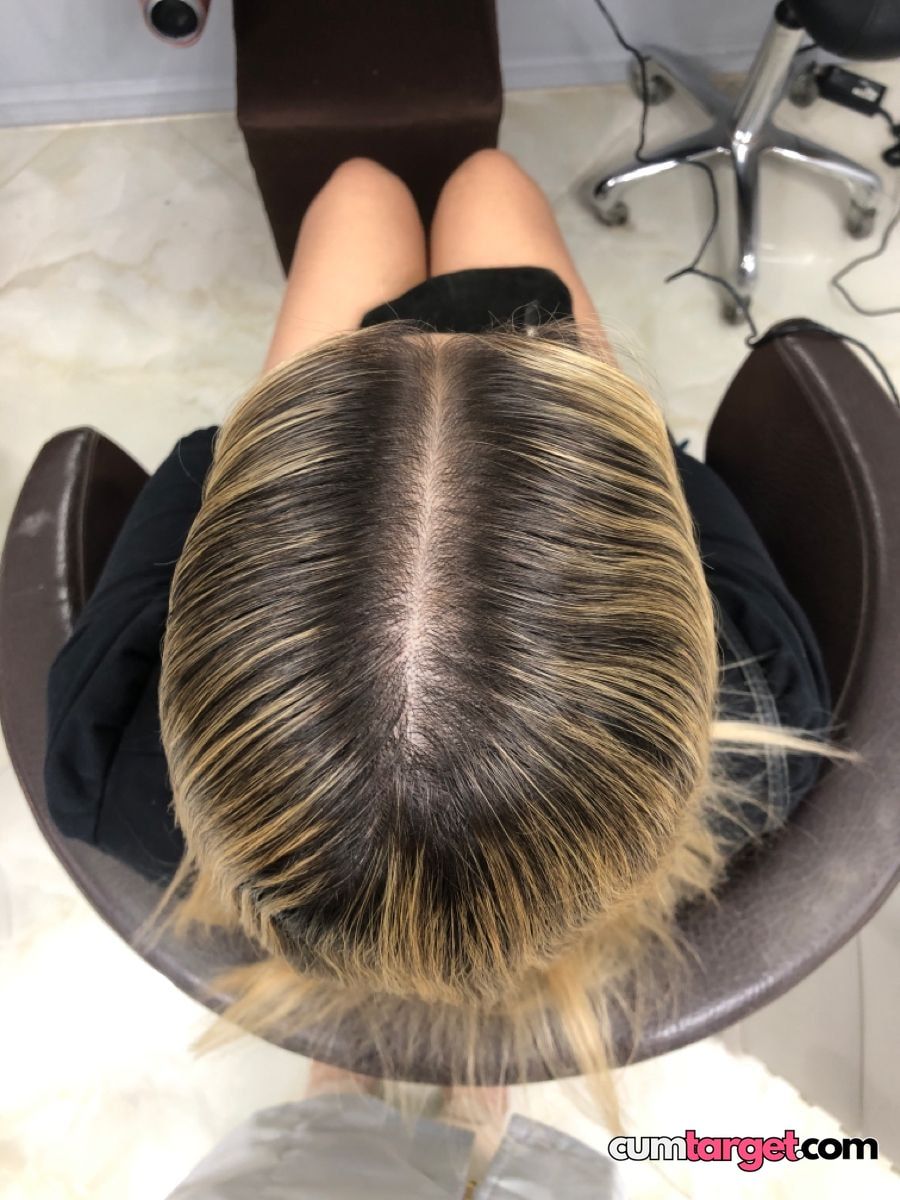 Spray on Top View of Blonde Hair