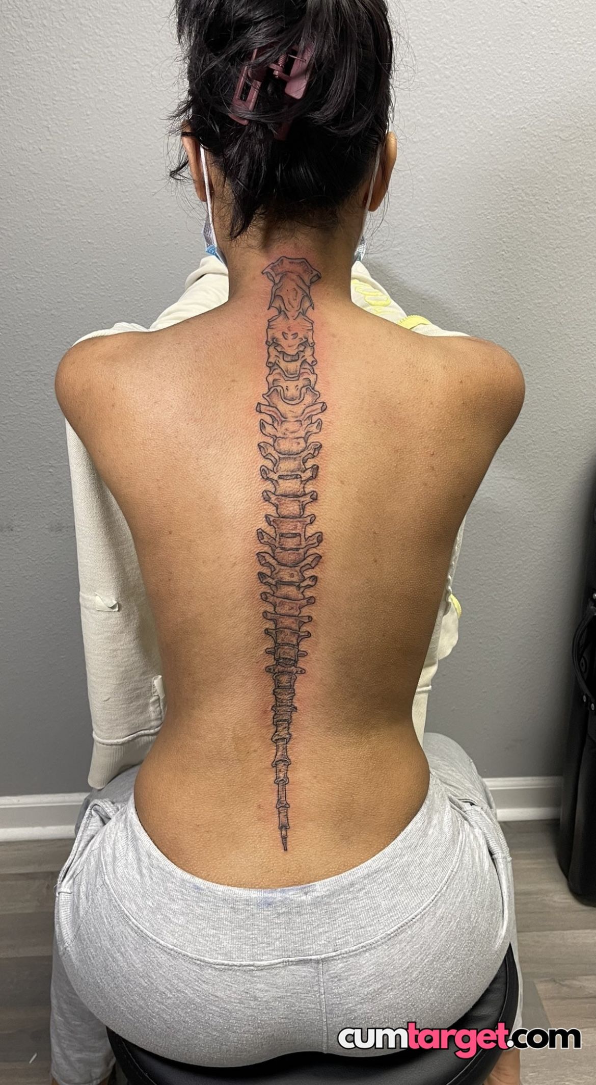 Wait for you Spine Tattoo on Woman's Back