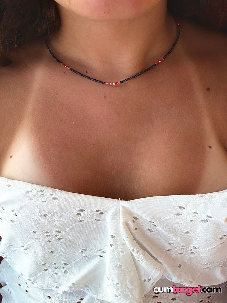 Cum Target Close-up of Woman's Neck and Chest