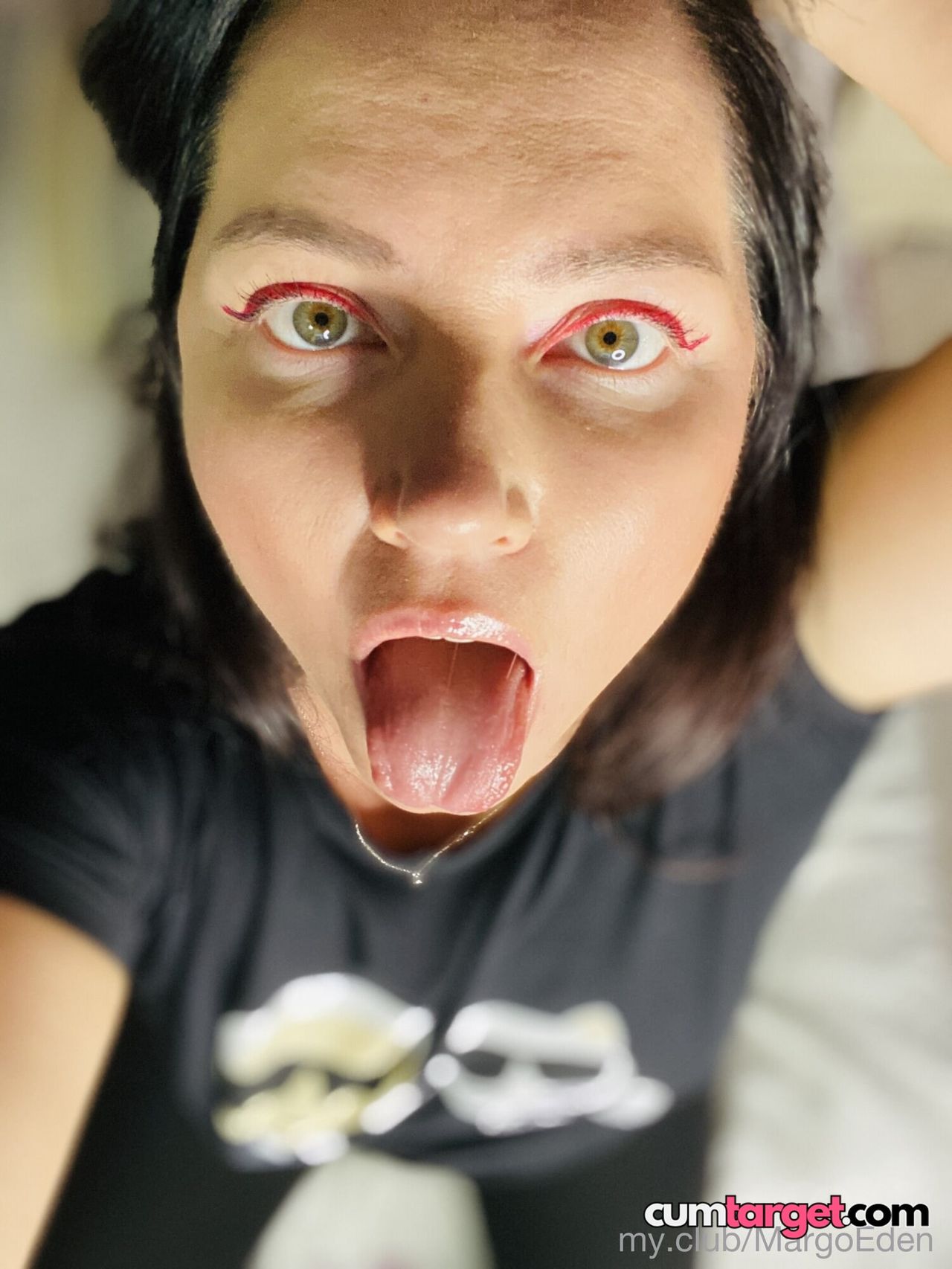 Waiting for Cum Close-up Face with Tongue Out