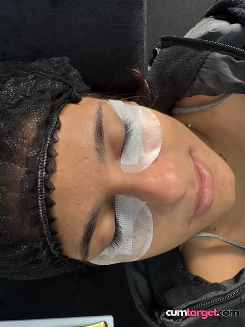 Cum Target Woman Receiving Eyelash Extensions