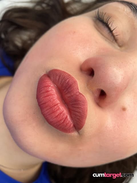 Cum Target Close-up of Face and Lips