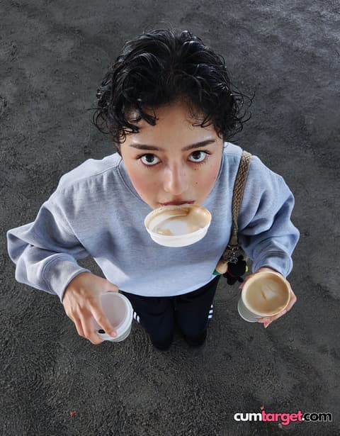 Cum Target Woman Drinking Coffee