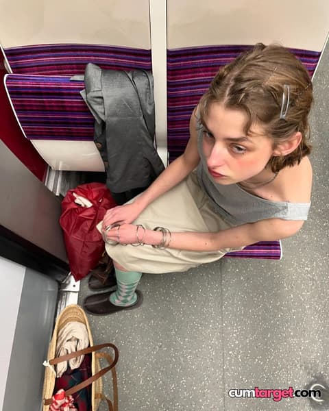 Wait for you Woman Sitting on Train Seat