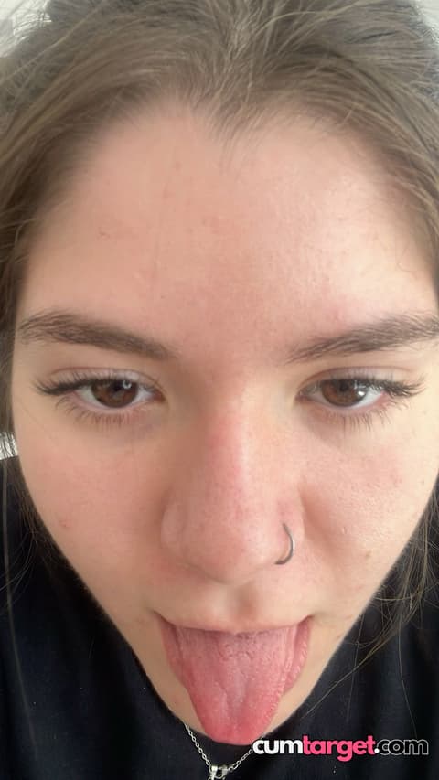 Cum On Close-up Face with Tongue Out