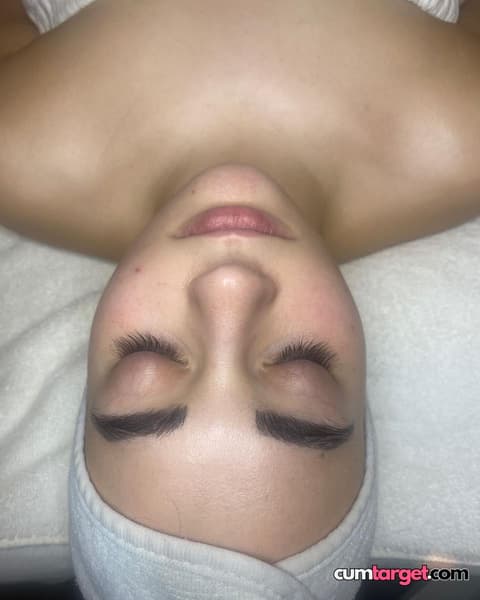 Waiting for Cum Overhead Beauty Portrait with Closed Eyes