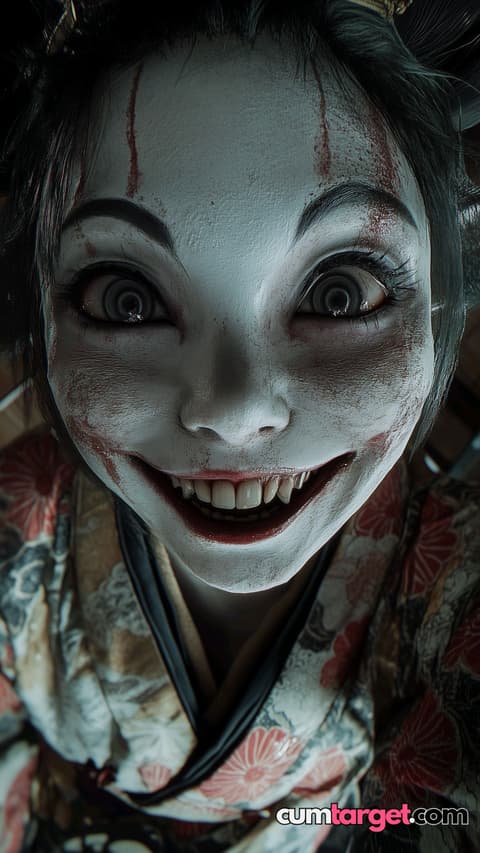 Wait for you Creepy Smiling Face Close-up