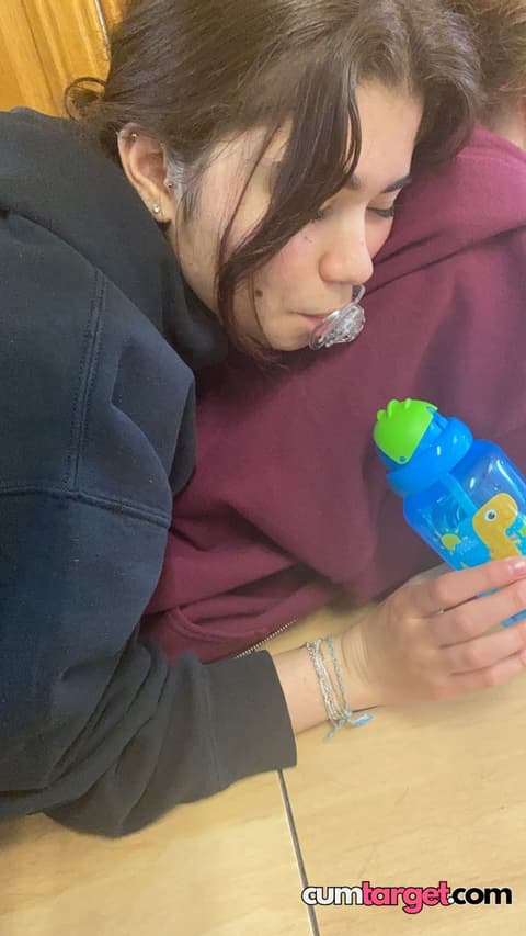 Waiting for Cum Resting with Pacifier and Bottle