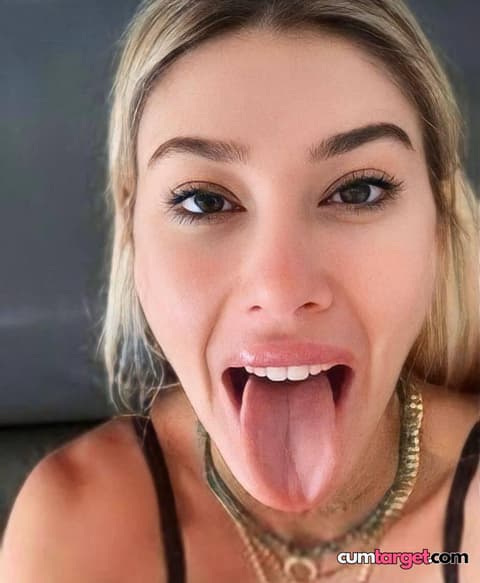 Cum On Woman Sticking Out Tongue