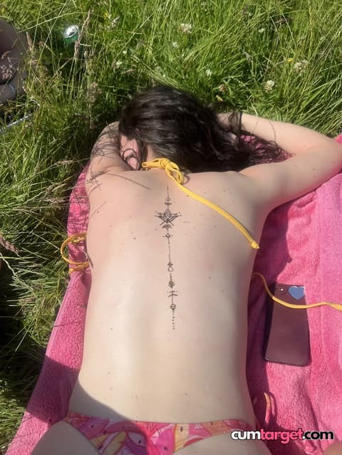 Cum Target Sunbathing on Grass