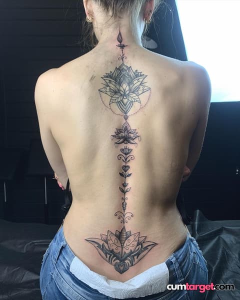 Cum On Intricate Back Tattoo Art