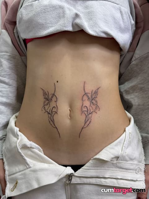 Cum On Delicate Butterfly Tattoos on Waist