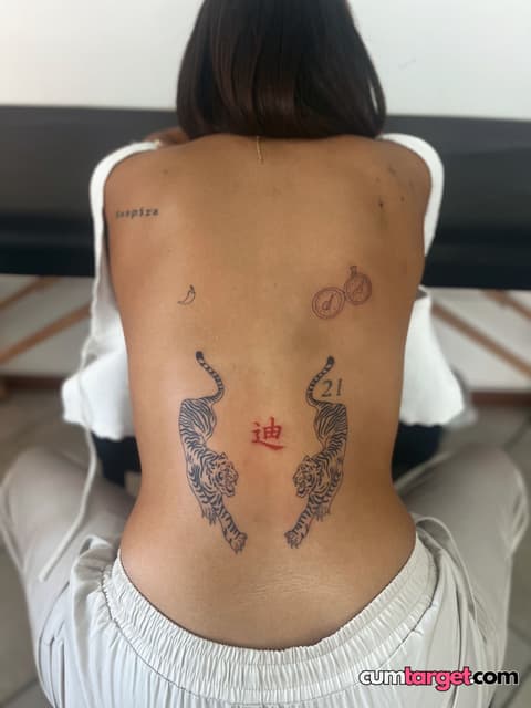 Cum On Tattooed Back with White Pants