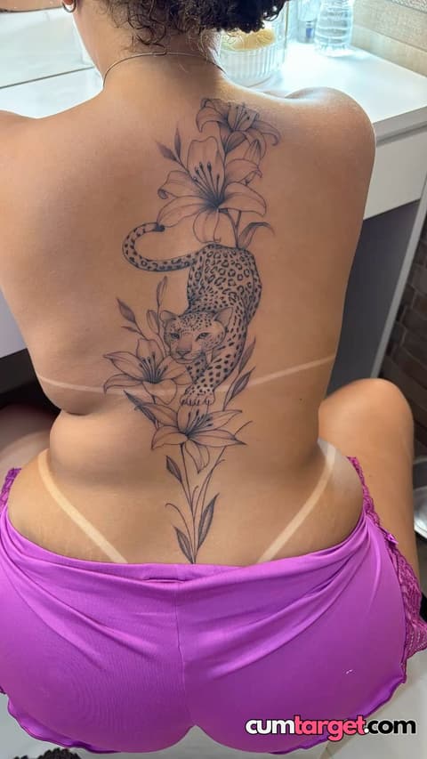 Wait for you Leopard Tattoo on Woman's Back
