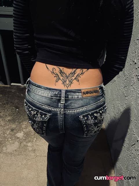 Spray on Back Tattoo and Denim Detail