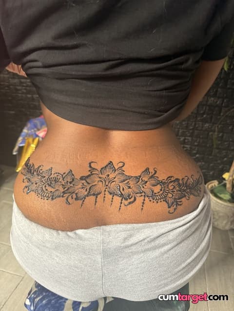 Wait for you Floral Lower Back Tattoo