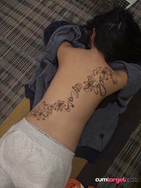 Wait for you Floral Back Tattoo