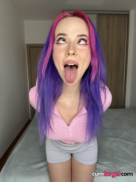 Cum On Playful Woman Sticking Out Tongue