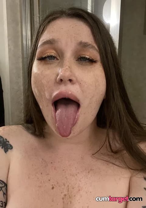 Cum Target Woman Sticking Out Tongue