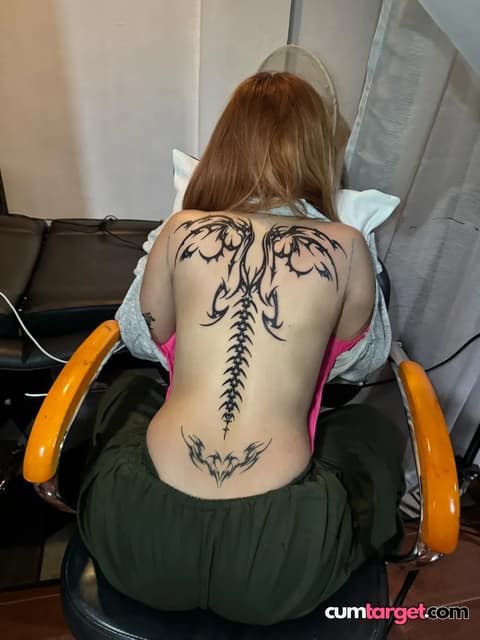 Cum On Back Tattoo Display