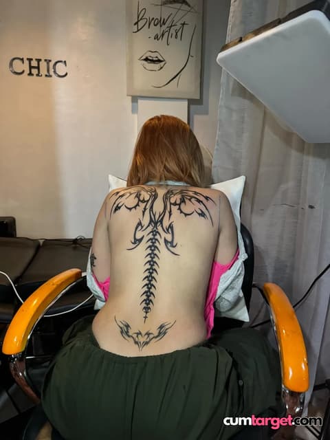 Cum Target Back Tattoo Art Session