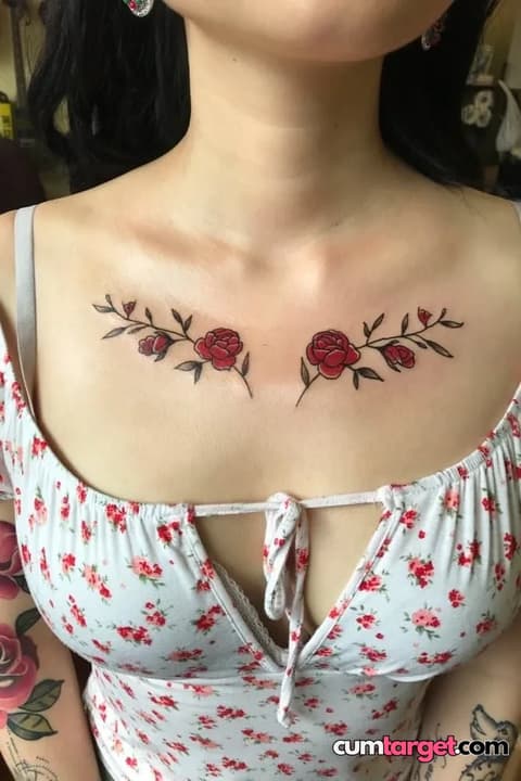 Waiting for Cum Floral Tattoo and Summer Dress