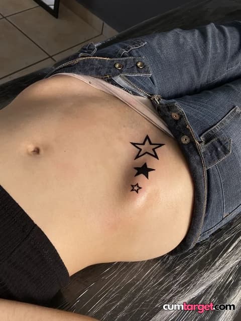 Cum On Star Tattoo on Lower Belly