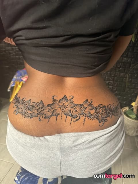Waiting for Cum Floral Lower Back Tattoo