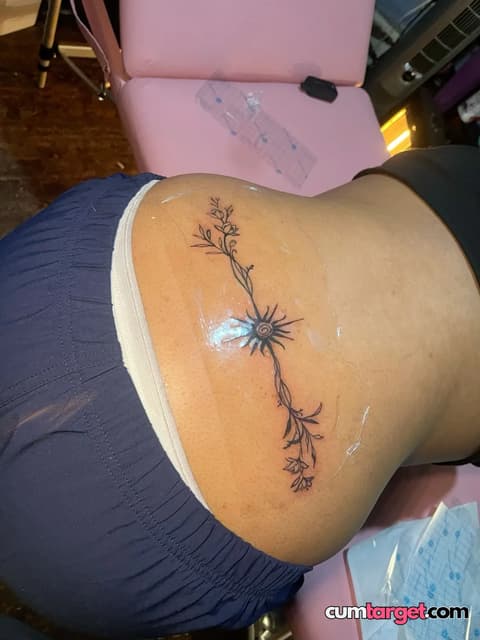 Wait for you Fresh Floral Tattoo on Lower Back